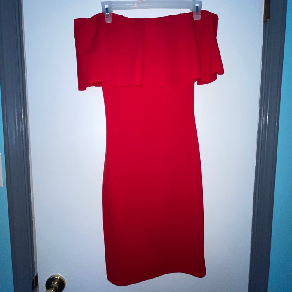 Off the Shoulder Red Cocktail Dress